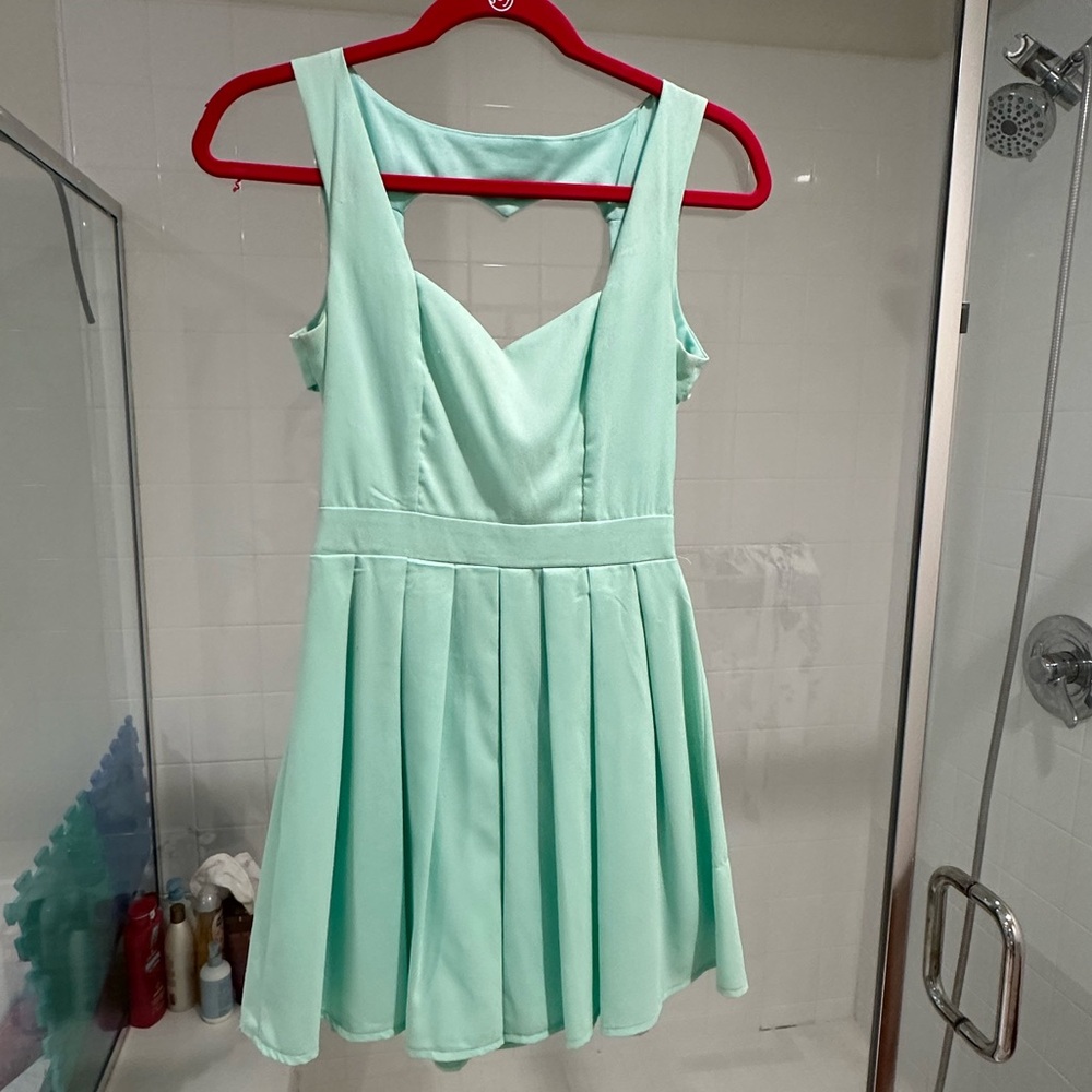 Mint green dress with heart cut out in back